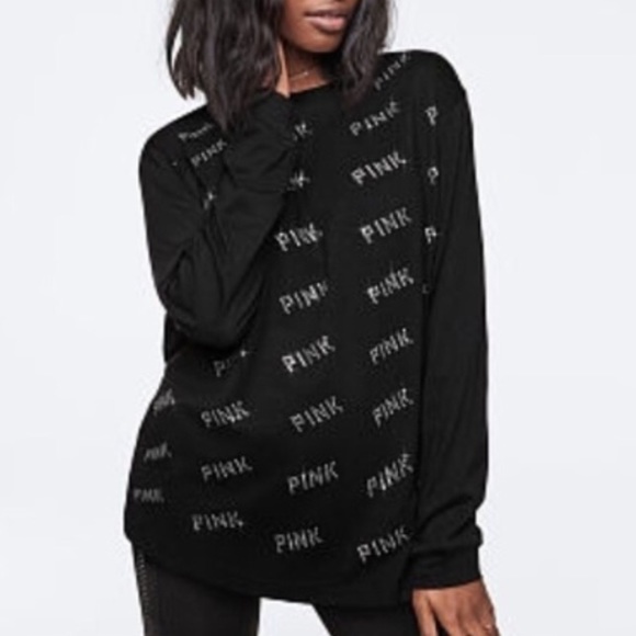 VS PINK S L BLING RHINESTONE CREW NECK LONG-SLEEVE - Picture 4 of 6